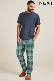 Navy Blue / Green Supersoft Lightweight Check Pyjama Set (C14524) | $53