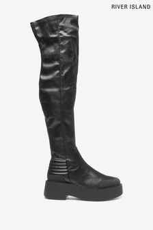 River Island Stretch Black Boots (C14534) | €39