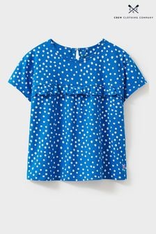 Niebieska bluzka Crew Clothing Company z dżerseju w groszki (C14545) | 70 zł - 82 zł