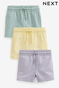  (C14718) | €22 - €27 Blauw/geel/lila pastel - Set van 3 jersey shorts (3 mnd-7 jr)