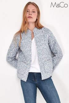 M&Co Blue Quilted Printed Jacket (C14845) | $66