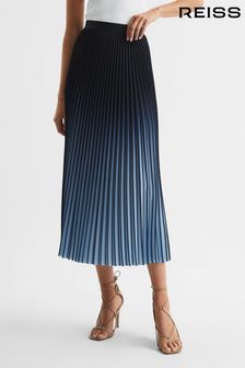 Reiss Bright Blue Marlie Ombre Pleated Midi Skirt (C14977) | CHF 244