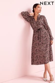 Платье с завязкой на талии Миди Горловина с застежкой на молнию (C15138) | €20