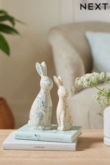 Blue Floral Set of 2 Ornaments Meadow Rabbits (C15290) | CHF 22