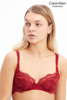 Czerwony biustonosz koronkowy Calvin Klein z głębokim dekoltem (C15337) | 220 zł