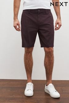 Rojo burdeos - Corte slim - Pantalones cortos chinos eláticos (C15460) | 21 €