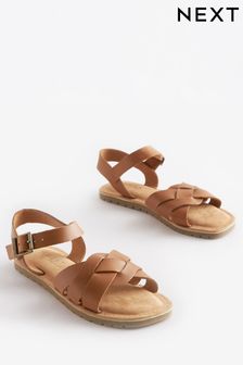 Tan Brown Standard Fit (F) Woven Leather Sandals (C15488) | €15 - €20