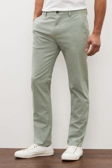 Light Green Slim Fit Stretch Chino Trousers (C15534) | ￥3,690
