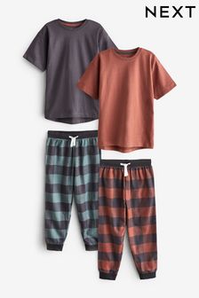 Schwarz/Beige, Creme - Karierte Pyjamas, 2er Pack (3-16yrs) (C15559) | 34 € - 46 €