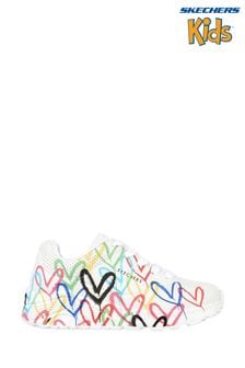 Skechers White Uno Lite Spread The Love Kids Trainers (C15596) | €78