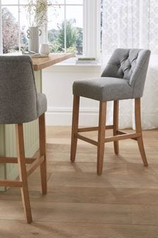 Chunky Weave Mid Grey Wolton Fixed Height Non Arm Bar Stool (C15609) | €230