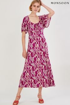 Monsoon Pink Strappy Feather Jersey Maxi Dress (C15662) | €43