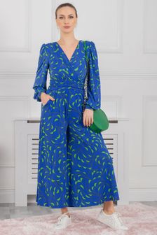 Jolie Moi Blue Devora Long Sleeve Jumpsuit (C15844) | $135