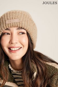 Joules Eloise Oat Oversized Knitted Beanie Hat (C15891) | $44