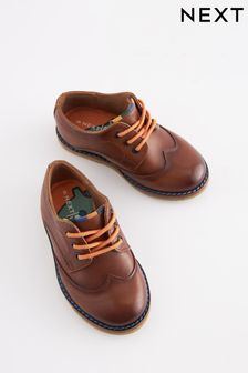 Tan Brown Leather Derby Lace-Up Shoes (C15894) | 30 € - 35 €