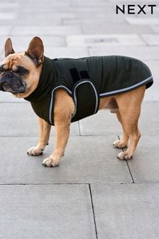 Khaki Green Showerproof Quilted Dog Coat with Reflective Trim (C15915) | €12.50 - €15