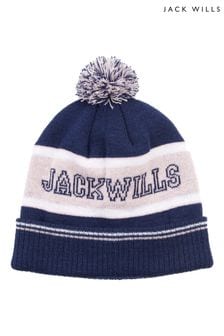 Jack Wills Navy Blue Varsity Wills Beanie (C15988) | €24
