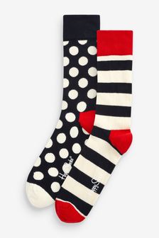 Happy Socks Classic Groß gepunktete Socken im 2er-Pack, Natur (C16012) | 13 €