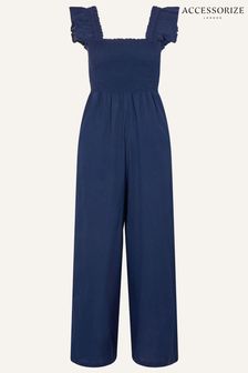 Accessorize Blue Frill Shoulder Shirred Bodice Jumpsuit (C16025) | €26