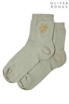 Oliver Bonas Green Pretty Embroidered Palm Socks (C16093) | €5