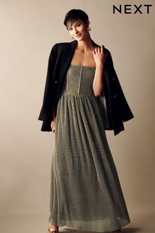 Платье-Миди без бретелей с отделкой в корсетном стиле Металлик (C16143) | €34