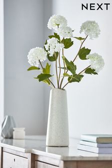 White Artificial Allium Flowers In Ceramic Vase (C16177) | $50