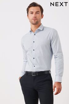 Navy Blue/White Slim Fit Single Cuff Shirts 2 Pack (C16307) | €14
