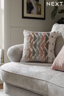 Blush Pink Geometric Cut Velvet Square Cushion (C16330) | €13