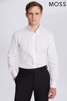 Moss Bros White Tailored Fit White Double Cuff Non-Iron Twill Shirt (C16342) | 67 €