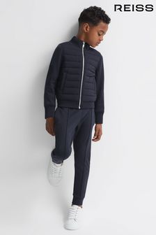 Reiss Navy Flintoff Funnel Neck Quilted Hybrid Jacket (C16443) | €75