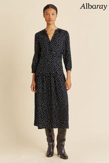 Albaray Spot Drop Waist Black Midi Dress (C16505) | €56