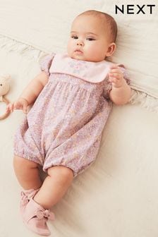 Pale Pink Floral Baby Playsuit (0mths-2yrs) (C16589) | €11 - €12