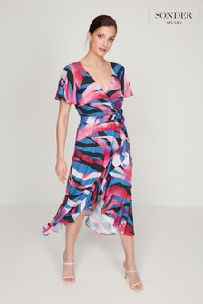 Sonder Studio GLAMOUR Tiger Print Ruffle Wrap Dress (C16673) | ₪ 368
