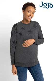 JoJo Maman Bébé Charcoal Star Maternity & Nursing Sweatshirt (C16769) | $56