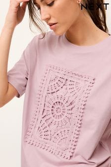 Pink Placement Crochet T-Shirt (C16990) | $45