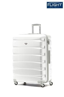 أبيض - حقيبة سفر كبيرة صلبة خفيفة 4 عجلات من Flight Knight (C18077) | 444 د.إ