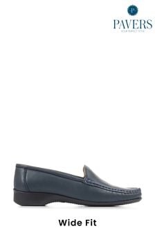 Pavers Blue Wide Fit Leather Loafers (C18286) | €64