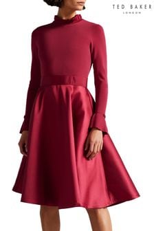 فستان أحمر منسوج بكشكشة على التنورة Zadi من Ted Baker (C18291) | <bdo dir="ltr">101</bdo> ر.ع