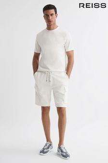 Reiss White Oliver Interlock Jersey Cargo Shorts (C18299) | 647 QAR
