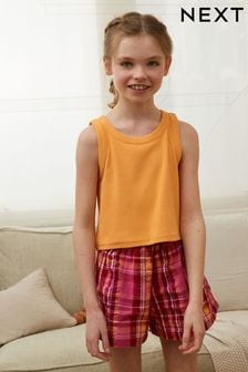 Pink/Orange Woven Short Pyjama Set (3-16yrs) (C18431) | 11 € - 14 €