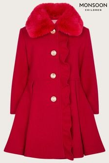 Manteau habillé Monsoon rouge à volants (C18464) | €53 - €61