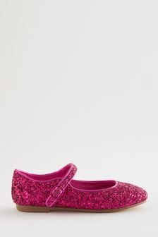 Розовый с блестками - Туфли на низком каблуке с квадратным носком и ремешком (C18776) | €19 - €25