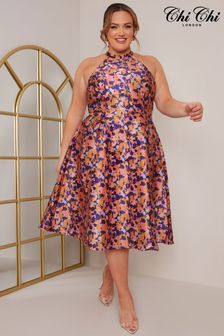 Платье миди с высоким воротником и принтом Chi Chi London Curve (C19000) | €52