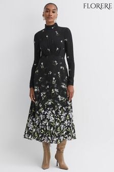 Florere Floral High Neck Midi Dress (C19055) | ₪ 996