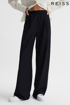 Reiss Navy Lena Wide Leg Elasticated Waist Trousers (C19069) | ₪ 1,094