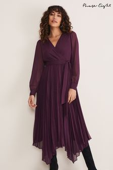 Phase Eight Purple Dani Pleated Belted Midi Dress (C19132) | 187 €
