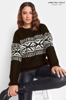 Żakardowy sweter Long Tall Sally z frędzlami (C19226) | 117 zł