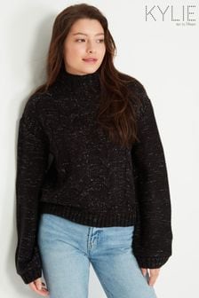 Črn pulover z bleščicami Kylie Teens Glitter Yarn (C19427) | €12