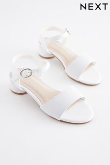 White Satin (Stain Resistant) Occasion Heel Sandals (C19462) | €20 - €27