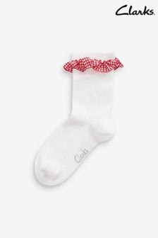 Clarks White Gingham Ankle School Socks (C19609) | $15
